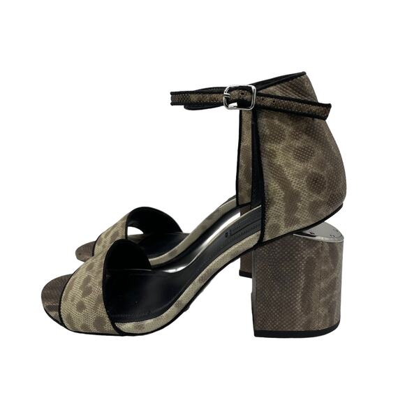 Alexander Wang Abby Animal Print Leather Block Heel Sandals - Natural - 36.5 - Picture 4 of 15
